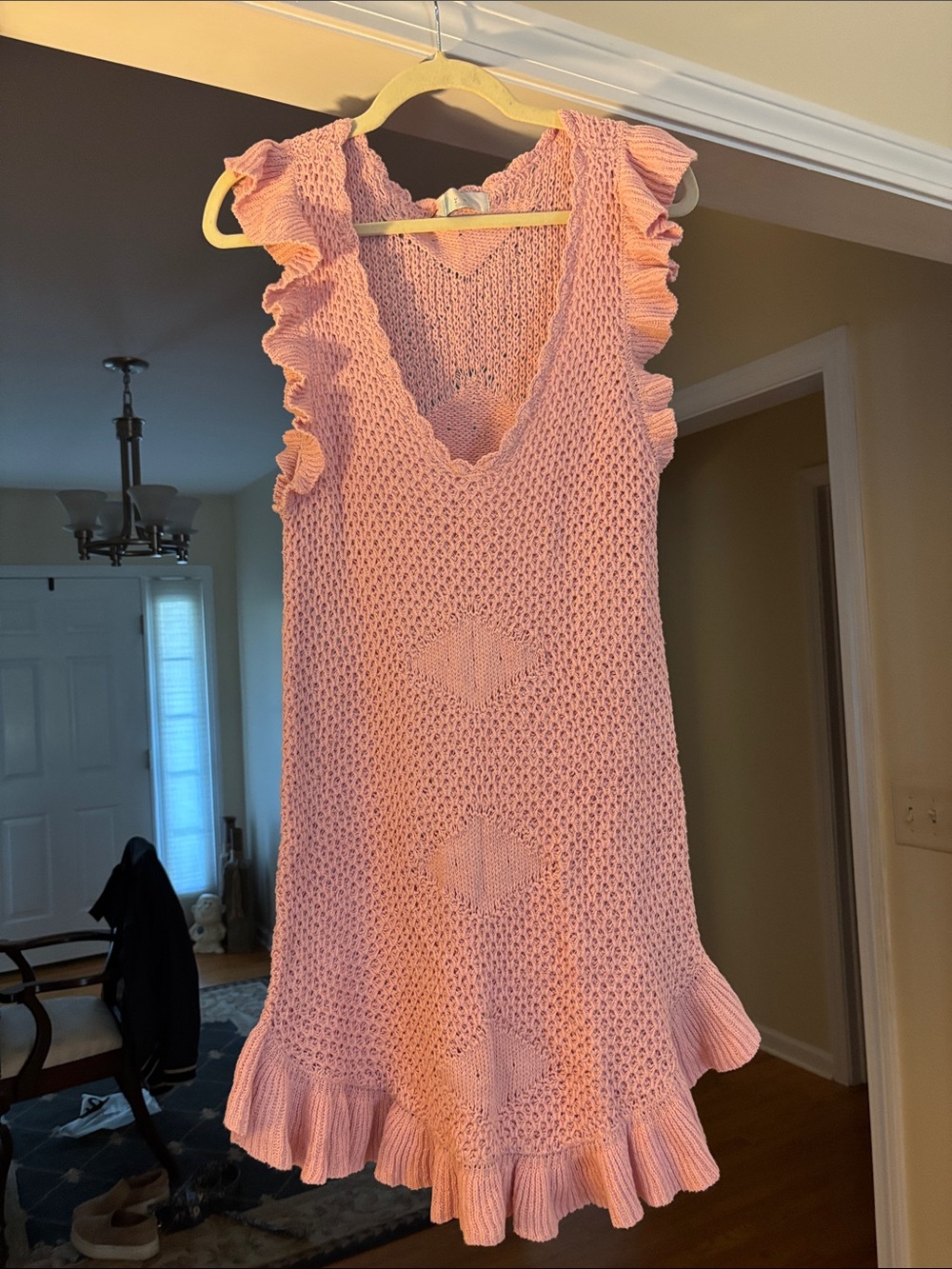 Free People Beach Crochet Knit Ruffle-Trim Sleeveless Dress - Picture 5 of 5